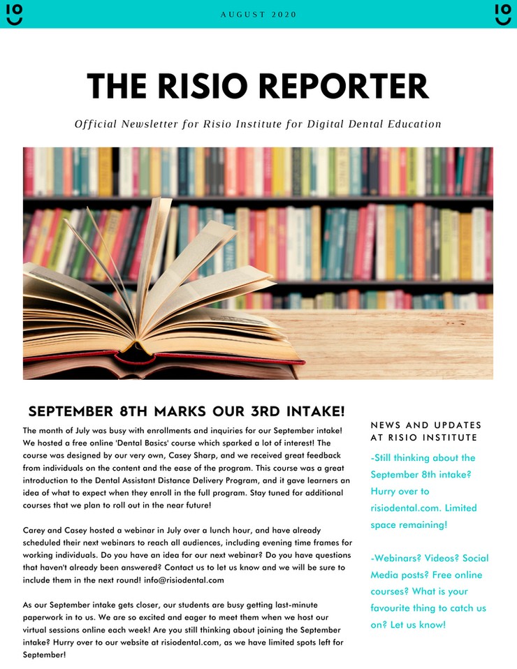August 2020 Risio Newsletter Page 1