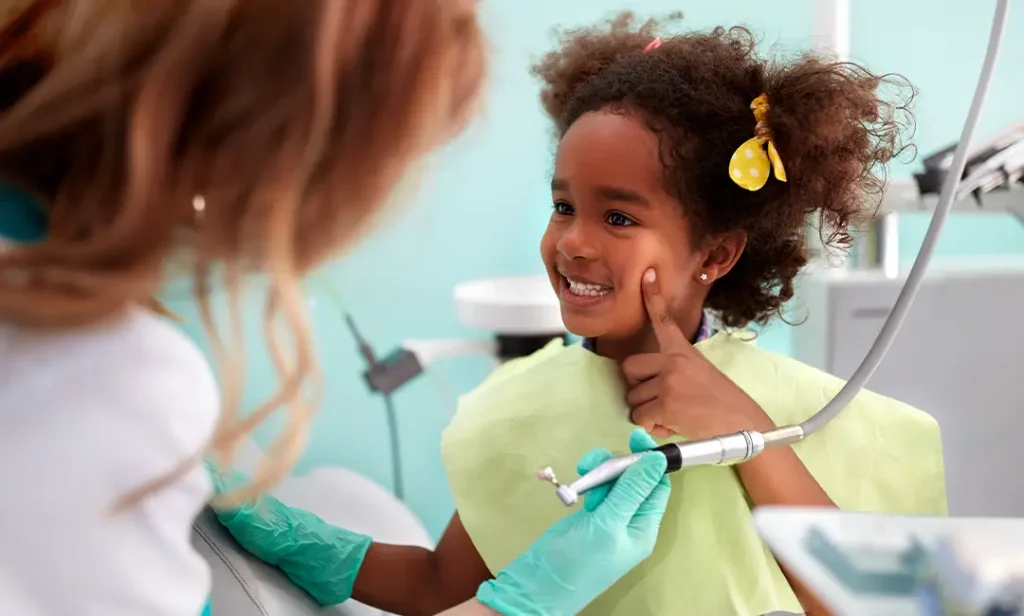 Young child visiting the dentist