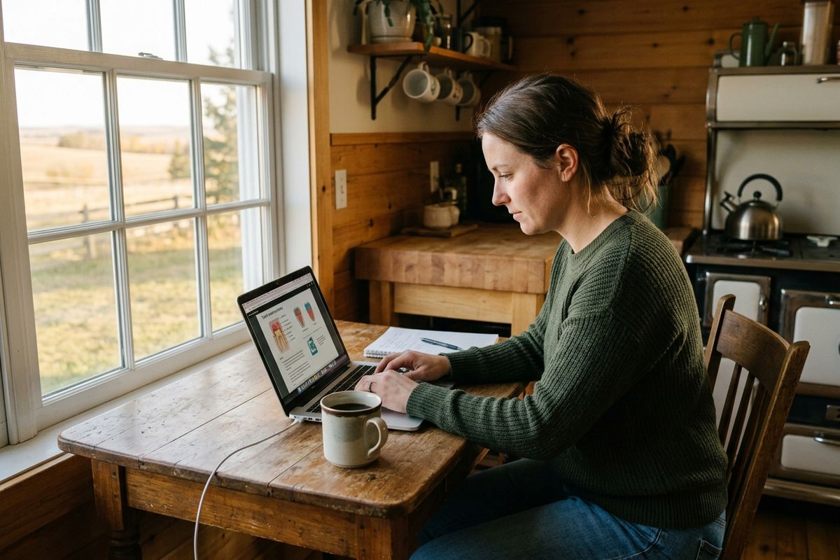 Woman working on a laptop